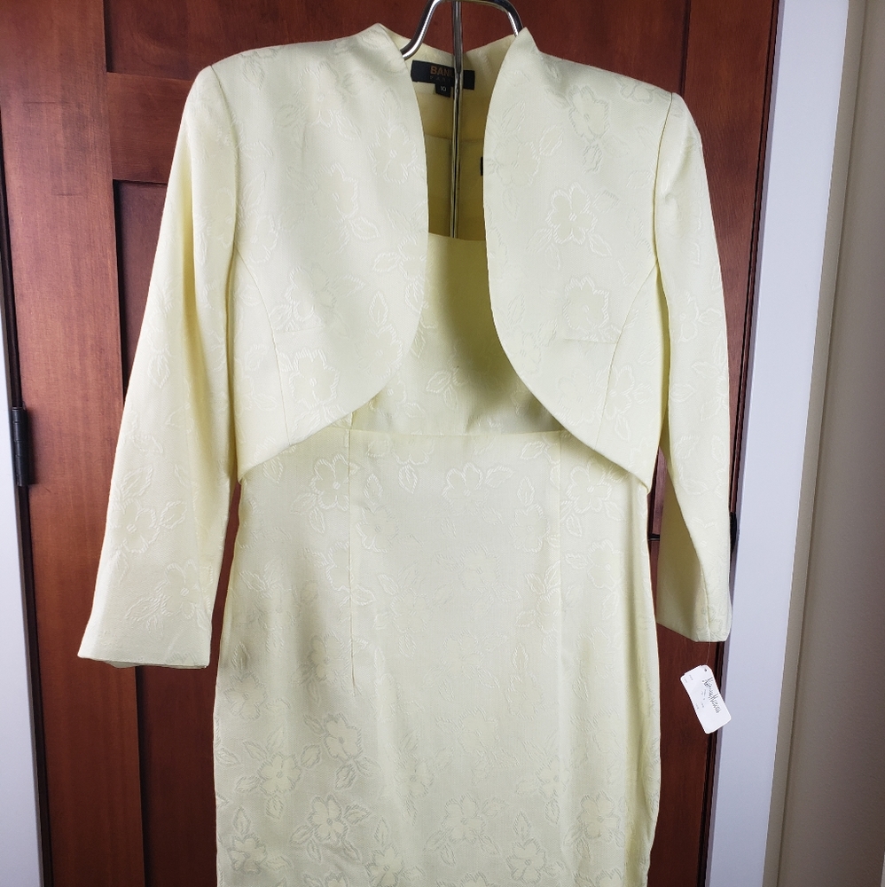 Banu Paris Palest Yellow Jacquard Dress